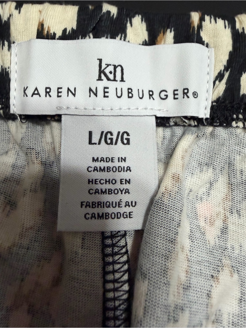 Karen Neuburger Women’s L 2 Piece Pajama Set 100% Cotton Black Print NWOT - Picture 6 of 10